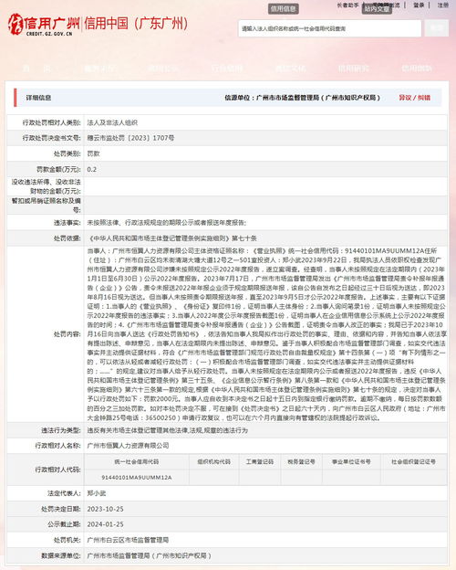 廣州市恒翼人力資源因網絡信息技術開發違規遭行政處罰